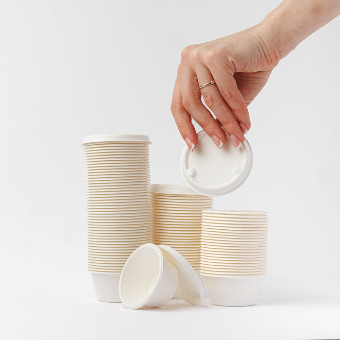 Set of sauce boats with sugar cane lid 40ml (100 pcs/pack)